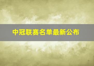 中冠联赛名单最新公布