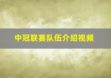 中冠联赛队伍介绍视频