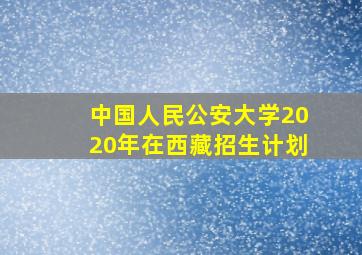 中国人民公安大学2020年在西藏招生计划