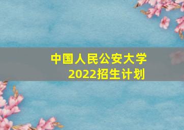 中国人民公安大学2022招生计划