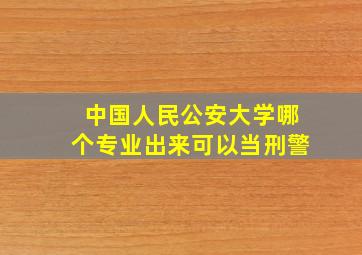 中国人民公安大学哪个专业出来可以当刑警