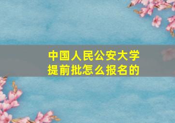 中国人民公安大学提前批怎么报名的