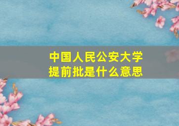 中国人民公安大学提前批是什么意思