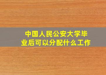 中国人民公安大学毕业后可以分配什么工作