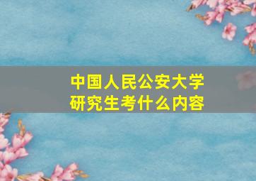 中国人民公安大学研究生考什么内容