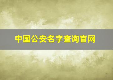 中国公安名字查询官网