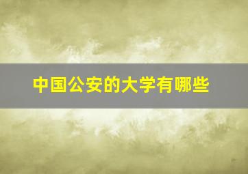 中国公安的大学有哪些