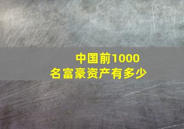 中国前1000名富豪资产有多少