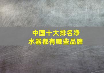 中国十大排名净水器都有哪些品牌