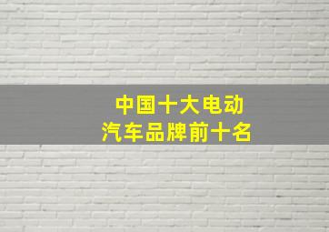 中国十大电动汽车品牌前十名