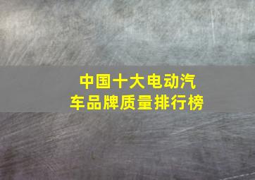 中国十大电动汽车品牌质量排行榜