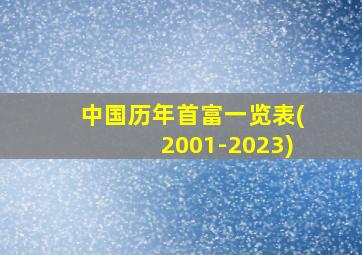 中国历年首富一览表(2001-2023)