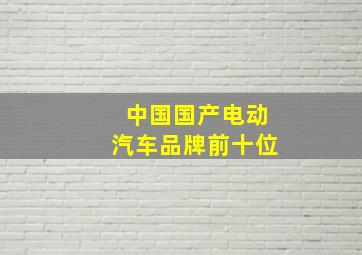 中国国产电动汽车品牌前十位