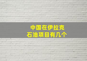 中国在伊拉克石油项目有几个