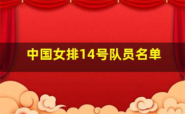 中国女排14号队员名单