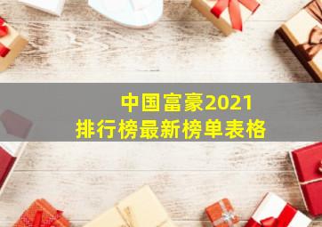 中国富豪2021排行榜最新榜单表格