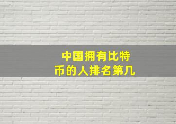 中国拥有比特币的人排名第几