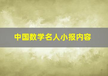 中国数学名人小报内容