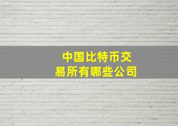 中国比特币交易所有哪些公司