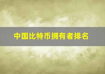 中国比特币拥有者排名