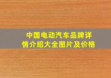 中国电动汽车品牌详情介绍大全图片及价格