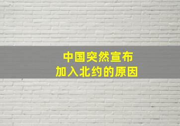 中国突然宣布加入北约的原因