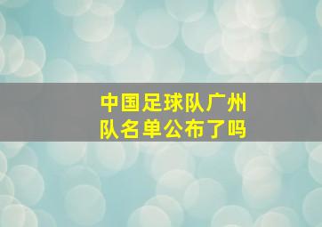 中国足球队广州队名单公布了吗