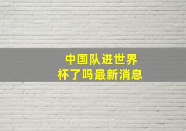 中国队进世界杯了吗最新消息