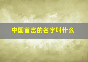 中国首富的名字叫什么