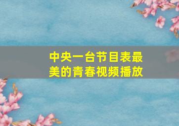 中央一台节目表最美的青春视频播放