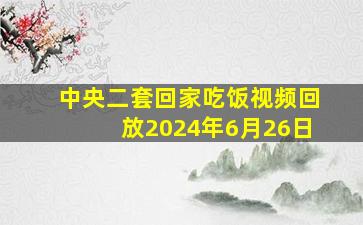 中央二套回家吃饭视频回放2024年6月26日