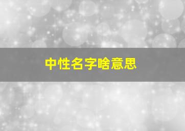 中性名字啥意思