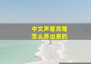 中文声音克隆怎么弄出来的