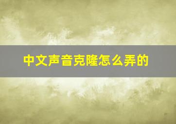 中文声音克隆怎么弄的