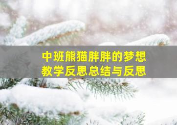 中班熊猫胖胖的梦想教学反思总结与反思