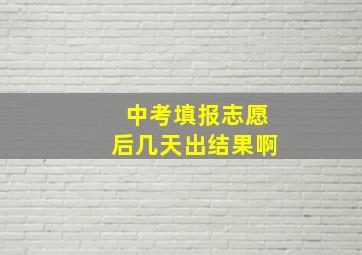 中考填报志愿后几天出结果啊