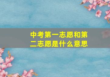 中考第一志愿和第二志愿是什么意思