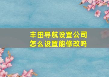 丰田导航设置公司怎么设置能修改吗