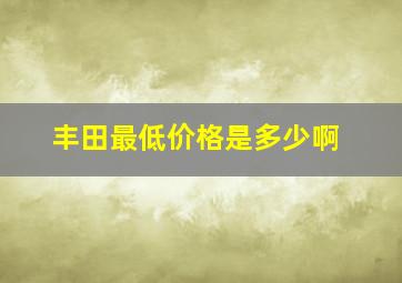 丰田最低价格是多少啊