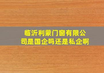 临沂利蒙门窗有限公司是国企吗还是私企啊