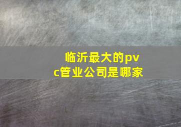 临沂最大的pvc管业公司是哪家