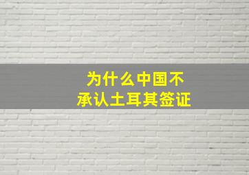 为什么中国不承认土耳其签证