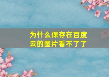 为什么保存在百度云的图片看不了了