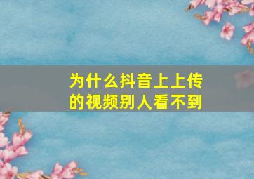 为什么抖音上上传的视频别人看不到