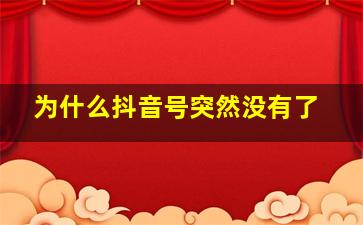 为什么抖音号突然没有了