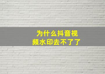 为什么抖音视频水印去不了了