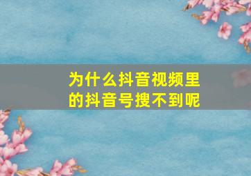 为什么抖音视频里的抖音号搜不到呢