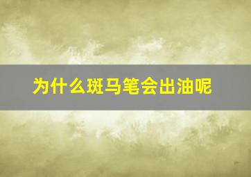 为什么斑马笔会出油呢