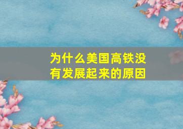 为什么美国高铁没有发展起来的原因