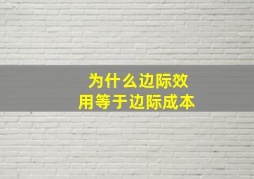 为什么边际效用等于边际成本